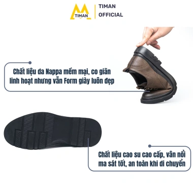 Giày da nam DERBY cao cấp Timanvn RK10 phong cách công sở, màu nâu, dây cột Hàn Quốc, bảo hành 1 năm, giảm còn 749.000₫