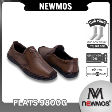 Giày da nam Newmos 9.800G flats da bò cao cấp, giày lười công sở sang trọng 629k