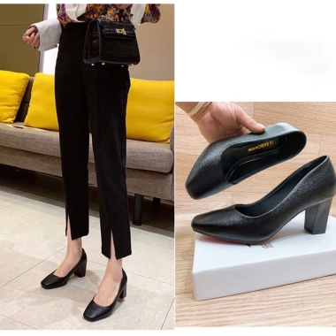 Giày da nữ cao gót vuông 7 phân công sở - êm mềm, đế cao su nhẹ, chỉ 152.000₫