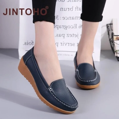 Giày da nữ giá rẻ thời trang da đen Slip On Loafers công sở - chỉ 245.861₫ 2