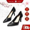 Giày da nữ KOSU K-24.017 Nhật mũi V cao 8cm siêu nhẹ chống nước, công sở cao cấp