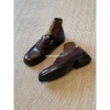 Giày Da Thật Chính Hãng Retro Slip-On Nữ Gót Dày Đế Bằng Phong Anh, Giá 124k 2