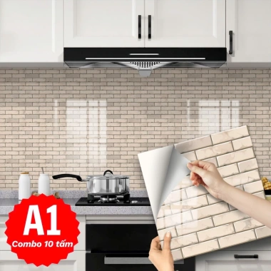 Giấy dán tường 20x20cm 10 tấm chống dầu ẩm nước, lau sạch ngay, giá 122.550 VND