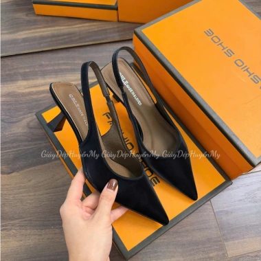 Giày Dép Huyền My cao gót 5P mũi nhọn nhung mịn mềm nhẹ - Hàng cao cấp full hộp 3