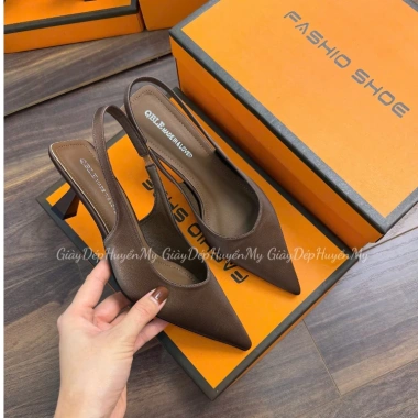 Giày Dép Huyền My cao gót 5P mũi nhọn nhung mịn mềm nhẹ - Hàng cao cấp full hộp 8