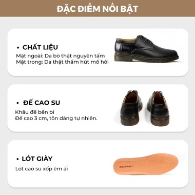 Giày Derby Da Bò Đen SIGOURNEY SDR-06 Đế Cao Cấp - Bảo Hành 18 Tháng - Giá 720.000₫