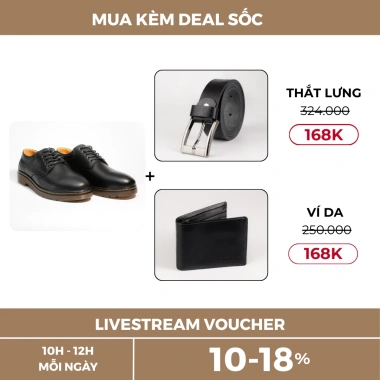 Giày Derby Da Bò Đen SIGOURNEY SDR-06 Đế Cao Cấp - Bảo Hành 18 Tháng - Giá 720.000₫