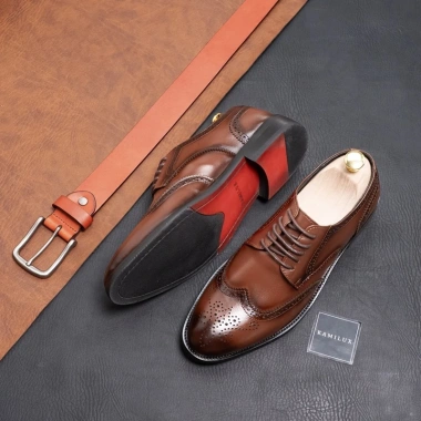 Giày Derby Wingtip KAMILUX Đế Phíp Da Bò Nhập Khẩu - Lãm, Sang Trọng, Giá 675k