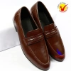 Giày di ô nam da bò không dây Penny Loafer D-13 nâu - mẫu mới đẹp, công sở, tiệc, jean - 260k