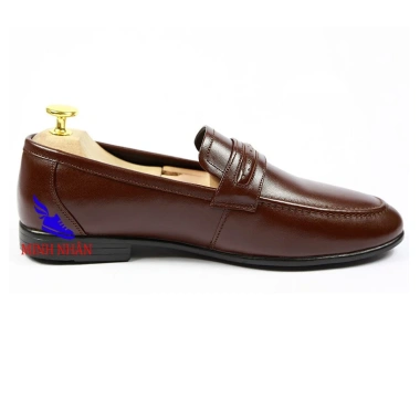 Giày di ô nam da bò không dây Penny Loafer D-13 nâu - mẫu mới đẹp, công sở, tiệc, jean - 260k 2