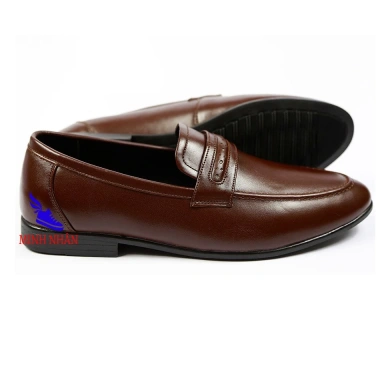 Giày di ô nam da bò không dây Penny Loafer D-13 nâu - mẫu mới đẹp, công sở, tiệc, jean - 260k 5