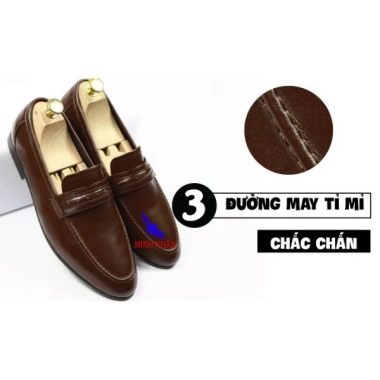 Giày di ô nam da bò không dây Penny Loafer D-13 nâu - mẫu mới đẹp, công sở, tiệc, jean - 260k 8