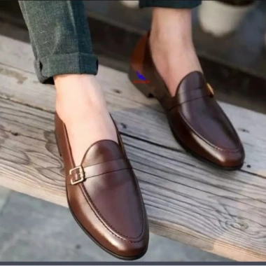 Giày di ông nam da bò không dây Penny Loafer D-16 nâu - mẫu mới, công sở, phù hợp jean, jogger, giảm giá 260k