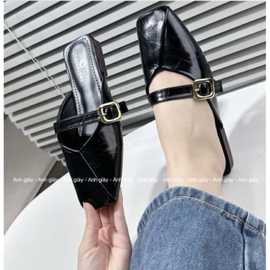 Giày DL25 sục mũi vuông da lì quai ngang đế 1p nhẹ mềm êm chân, trẻ trung, dễ phối đồ - chỉ 165k (giá gốc 204.6k) 5