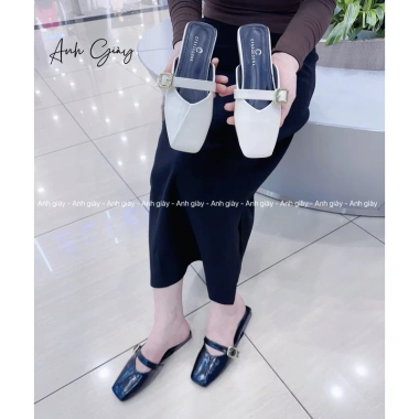 Giày DL25 sục mũi vuông da lì quai ngang đế 1p nhẹ mềm êm chân, trẻ trung, dễ phối đồ - chỉ 165k (giá gốc 204.6k) 8
