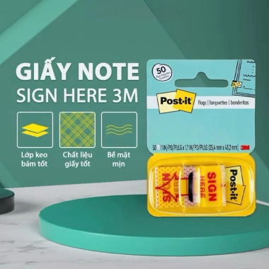 Giấy ghi chú Sign Here 3M - Giấy dán trình ký dẻo, in rõ, dễ viết, chỉ 65.000 VND