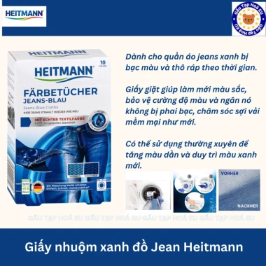 Giấy giặt HEITMANN nhuộm đen xanh – Giữ màu bền, giảm giá, chỉ 95.000đ (Hàng Đức) 3 Giấy giặt HEITMANN nhuộm đen xanh – Giữ màu bền, giảm giá, chỉ 95.000đ (Hàng Đức) 3