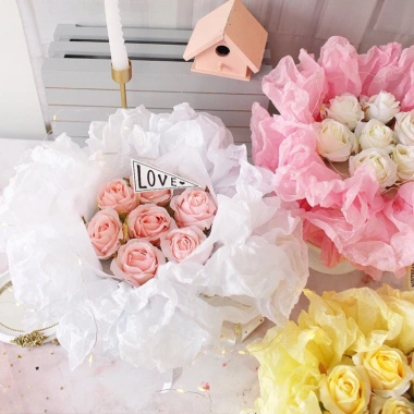 Giấy gói hoa Sydney ánh nhũ, mếch nến - Sỉ 20 tờ chỉ 25.000đ, bao gồm giấy nhăn, nến, nhún 7