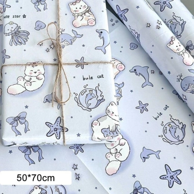Giấy gói mèo 6 tờ - Nơ hoa, vòi hoa sen, sinh nhật bé gái & bé trai, giảm 18% 2