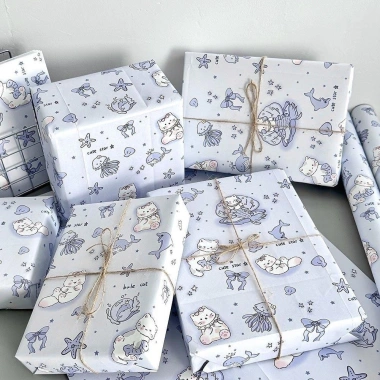 Giấy gói mèo 6 tờ - Nơ hoa, vòi hoa sen, sinh nhật bé gái & bé trai, giảm 18% 5