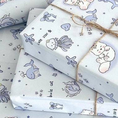 Giấy gói mèo 6 tờ - Nơ hoa, vòi hoa sen, sinh nhật bé gái & bé trai, giảm 18% 9