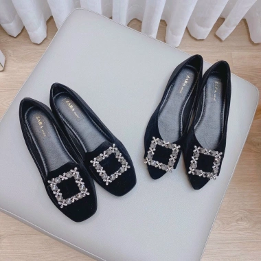 Giày hài bệt búp bê cao cấp mặt hoa đá vuông, cực êm chân - Giá 129k giảm mạnh 6