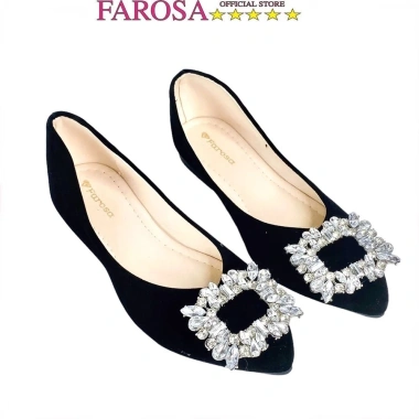 Giày hài bệt búp bê nữ FAROSA da nhung mũi nhọn, hoa mặt đá, chỉ 169.000₫
