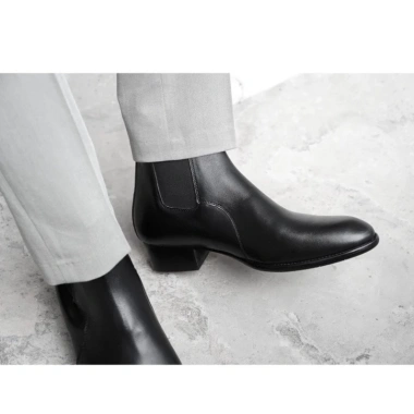Giày High Heel Chelsea Boot Cao Cổ Da Bò Trơn TEFOSS HN603 Đế Gỗ 5cm Size 38-44 8