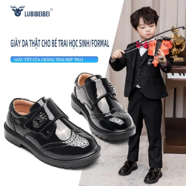 Giày học sinh nam Preppy đen - Đế mềm, thoáng khí, sân khấu, giảm giá 20%