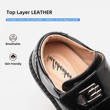 Giày học sinh nam Preppy đen - Đế mềm, thoáng khí, sân khấu, giảm giá 20% 5