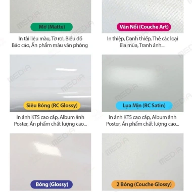 Giấy in ảnh RC Bóng Media A4-A5-5R-A6 – Giấy in màu cao cấp, giá ưu đãi 60.160₫