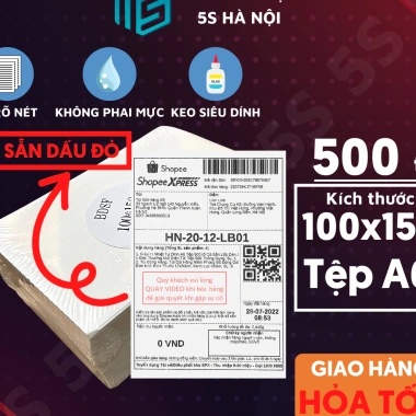 Giấy In Nhiệt Tự Dính A6 500 tờ - Lớp dán bền, in đơn thương mại điện tử, chỉ 30.000 VND