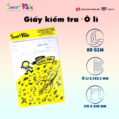 Giấy kiểm tra Smartkids SK-EP201 - 1 xấp, giấy tốt, ô ly, không lem, phù hợp cấp 1-3 2 Giấy kiểm tra Smartkids SK-EP201 - 1 xấp, giấy tốt, ô ly, không lem, phù hợp cấp 1-3 2