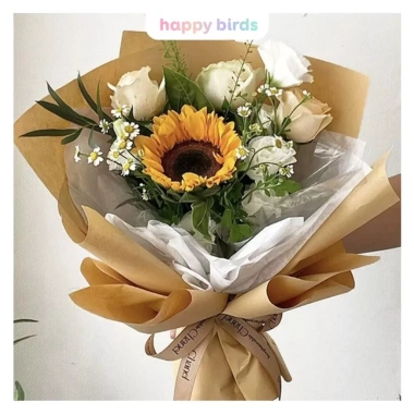 Giấy kraft gói quà cuộn liền 30m vintage nâu trơn - Happy Bird, giá 9.000đ