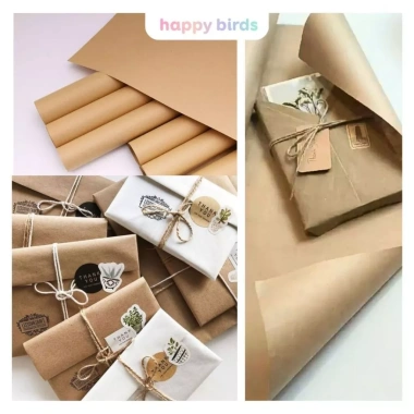 Giấy kraft gói quà cuộn liền 30m vintage nâu trơn - Happy Bird, giá 9.000đ