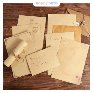Giấy kraft vintage 5 tờ – Thiệp viết thư tay handmade Happy Birds, quà tặng dễ thương, chỉ 12.100₫ 3