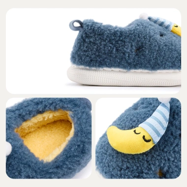 Giày lông Mario Moon Baby mùa đông xanh đậm, dép bông trẻ em, đế EVA mềm, giảm còn 211k 6