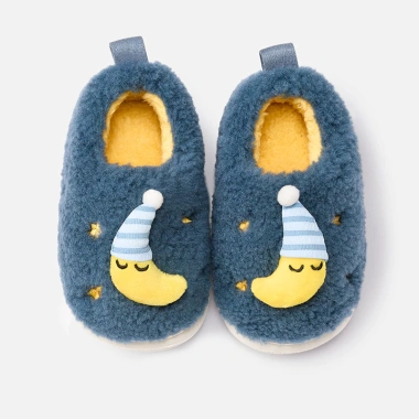 Giày lông Mario Moon Baby mùa đông xanh đậm, dép bông trẻ em, đế EVA mềm, giảm còn 211k 10