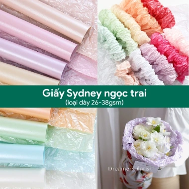 Giấy lụa Sydney ngọc trai 26gsm - Gói hoa, quà, bọc trái cây - Mềm mại mịn 35.000₫