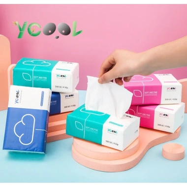 Giấy lụa Ycool 300 tờ 4 lớp - Khăn giấy rút, giấy ăn, 24 gói - Giá 125.000₫