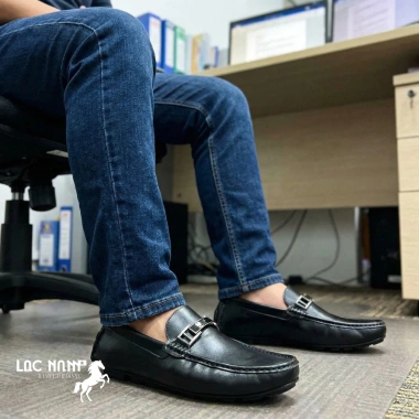 Giày Lười Da Bò Victor Vu Nam Mọi Đế Âm - Công Sở Nâu/Đen, Giá 499k Giảm từ 643k