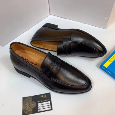 Giày lười da nam công sở tăng 6,5 cm, da bò đế cao su khâu, giá ưu đãi 379.000₫