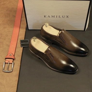 Giày Lười Da Nam KAMILUX Công Sở Cao Cấp Màu Nâu Đế Cao Su Da Bò Nguyên Tấm - Sang Trọng, Giá ưu đãi 684.000 VND 2