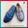 Giày lười nam công sở LBT 977 da bò dập vẩy cá sấu màu vàng, đế cao su mềm mại 6