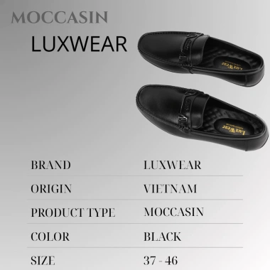 Giày lười nam da bò cao cấp LuxWear đen, đế khâu, bảo hành 24 tháng, giá 650k 2 Giày lười nam da bò cao cấp LuxWear đen, đế khâu, bảo hành 24 tháng, giá 650k 2