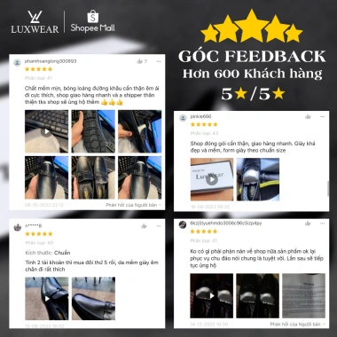 Giày lười nam da bò cao cấp LuxWear đen, đế khâu, bảo hành 24 tháng, giá 650k