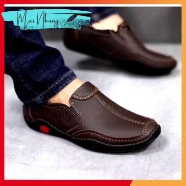 Giày Lười Nam Da Bò Cao Cấp – Thanh Lịch Đen/Nâu, Giá Giảm 275.000đ