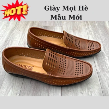 Giày Lười Nam Da Bò Cao Cấp, Thoáng Khí & Rọ Hè, Phong Cách Hàn Quốc - Giá chỉ 369k