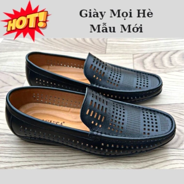 Giày Lười Nam Da Bò Cao Cấp, Thoáng Khí & Rọ Hè, Phong Cách Hàn Quốc - Giá chỉ 369k