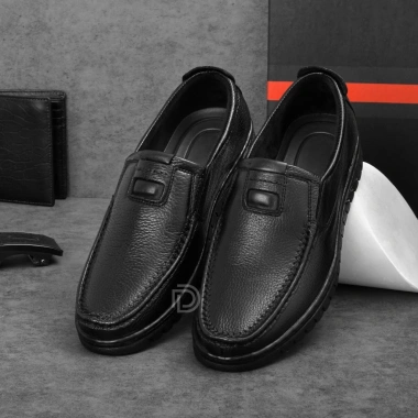 Giày lười nam da bò G03 Đế cao su êm ái Mã G06 màu đen giảm giá 250k